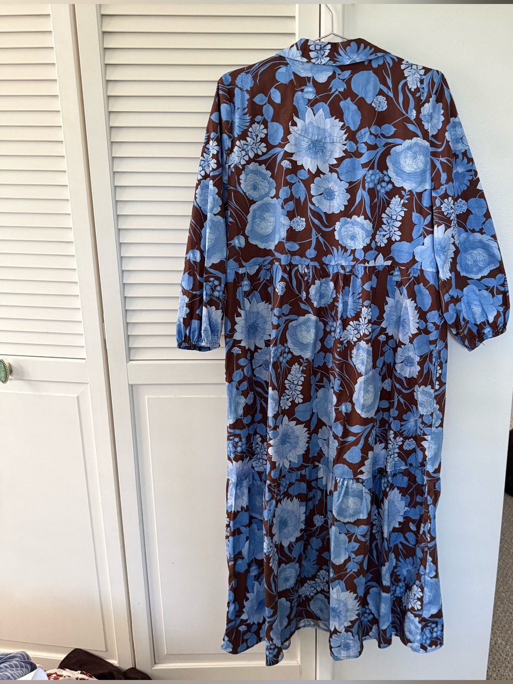 RACHEL Zoe Blue Floral Brown Button-Front Maxi Dress - Picture 2 of 5